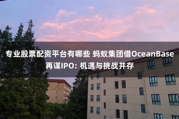 专业股票配资平台有哪些 蚂蚁集团借OceanBase再谋IPO: 机遇与挑战并存