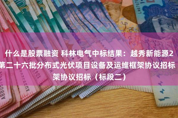 什么是股票融资 科林电气中标结果：越秀新能源2024年度第二十六批分布式光伏项目设备及运维框架协议招标（标段二）