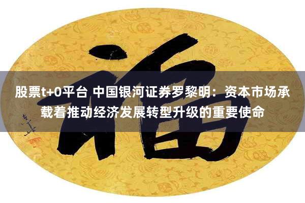 股票t+0平台 中国银河证券罗黎明：资本市场承载着推动经济发展转型升级的重要使命